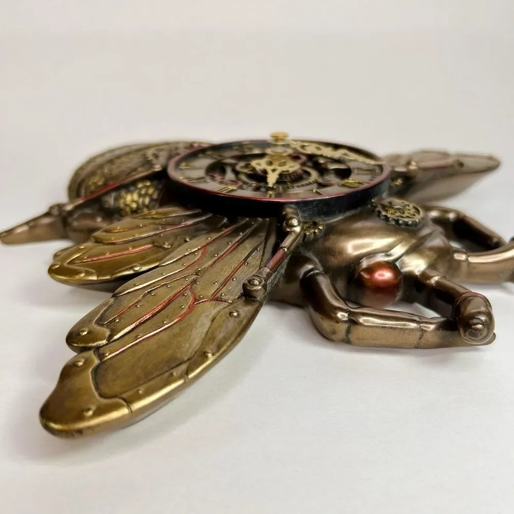 Steampunk Bee Clock Cold Cast Resin Antique Bronze Finish Wall Sculpture *tested